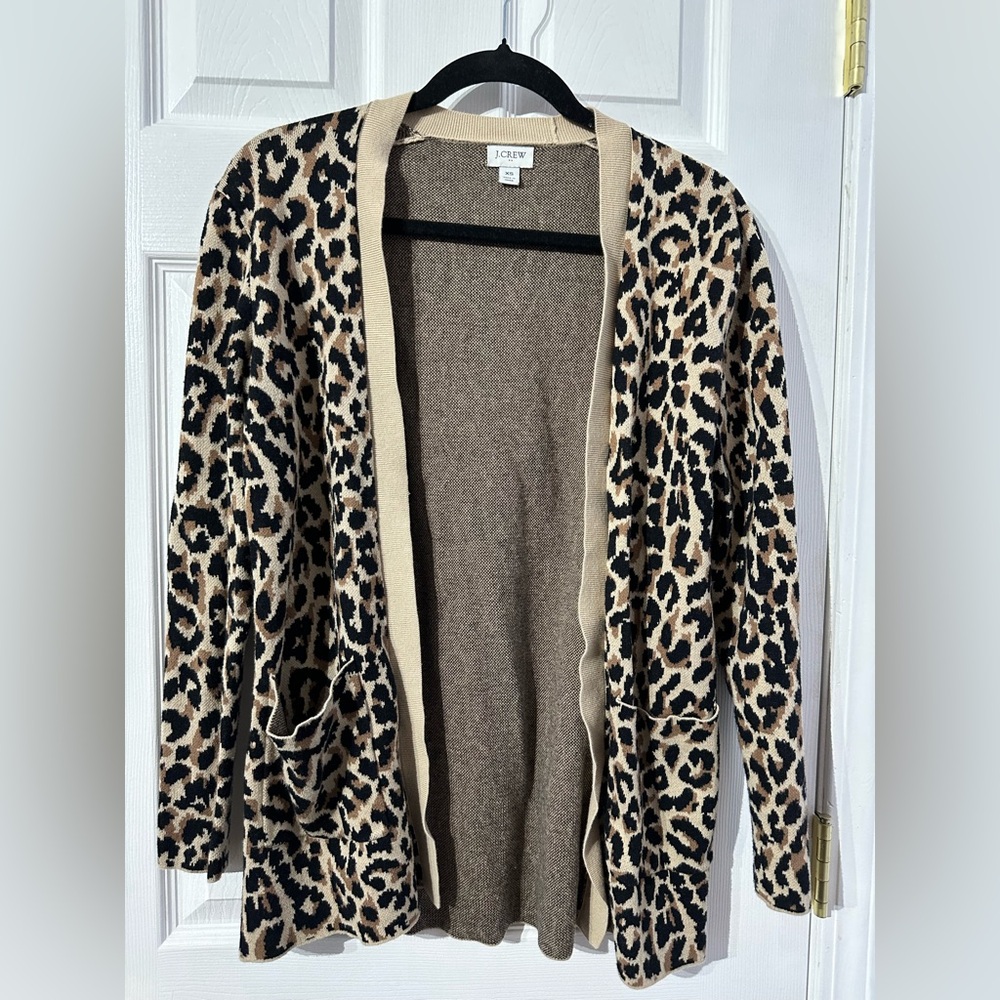 J. Crew Leopard Print Cardigan - Tan and Black (XS)